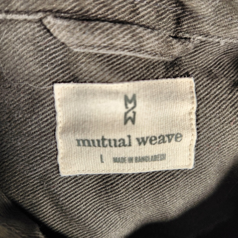 Mutual Weave Button Down Shirt Mens Large Olive Green Twill Long Sleeve - Picture 5 of 9